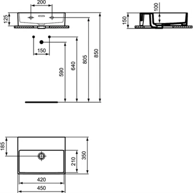 EXTRA HAND RINSE 45X35 CM WAHSBASIN 