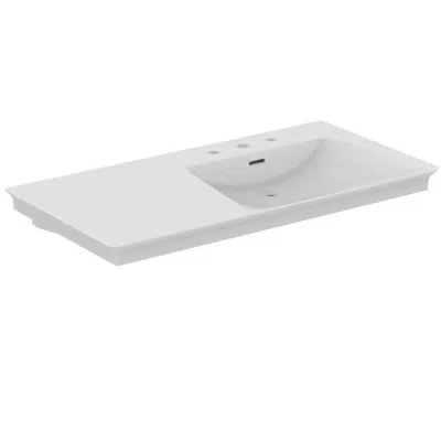 Image for La Dolce Vita® asymmetrical vanity basin 106 cm with basin right and shelf left, 1 taphole, with slotted overflow, white
