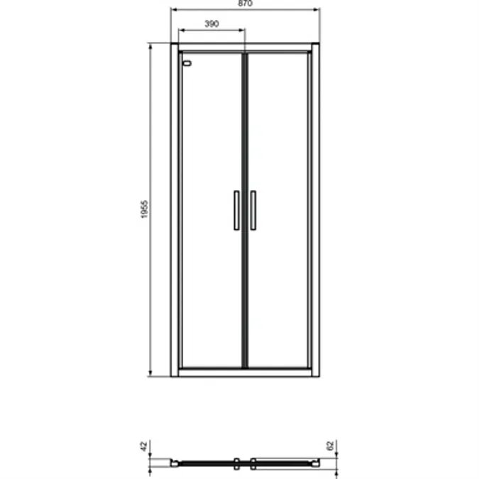 CONNECT 2 SALOON DOOR 90 CLEAR GLASS BRIGHT SILVER FINISH