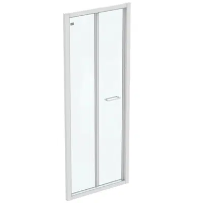 画像 CONNECT 2 BIFOLD 80CM , DOOR WITHOUT HANDLE,  WHITE FRAME AND CLEAR GLASS