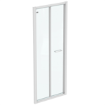 connect 2 bifold 80cm , door without handle,  white frame and clear glass