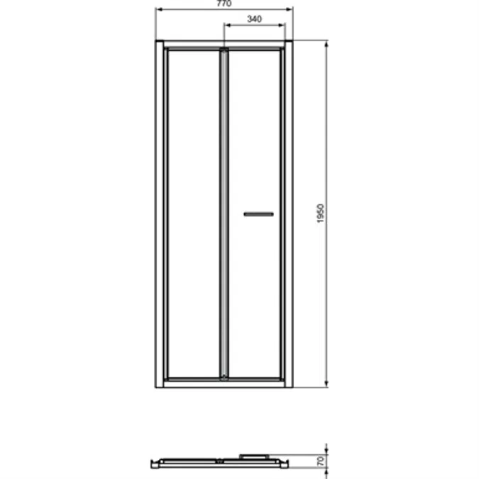 CONNECT 2 BIFOLD 80CM , DOOR WITHOUT HANDLE,  WHITE FRAME AND CLEAR GLASS