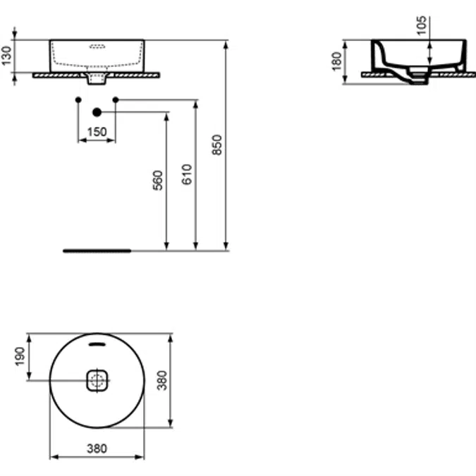 STRADA II VSL BSN 38X38 WHT OF NTH RND