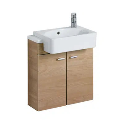 รูปภาพสำหรับ Concept Cube 50cm Short Projection Semi-Countertop Washbasin, Glazed Back 1 LH Taphole