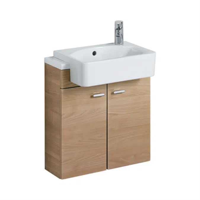 Concept Cube 50cm Short Projection Semi-Countertop Washbasin, Glazed Back 1 LH Taphole