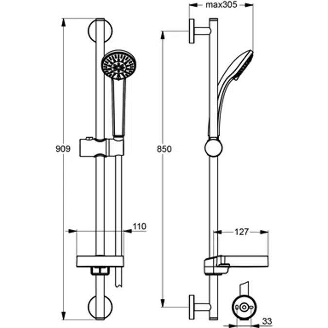 BIM objects - Free download! IDEALRAIN shower kit with 3 function 80mm ...