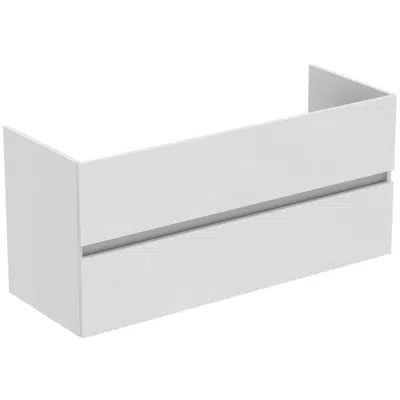 imagen para BASIN UNIT 120x44 2 DWS IN GLOSSY WHITE, MID GREY, NATURAL OAK, FLINT HICKORY