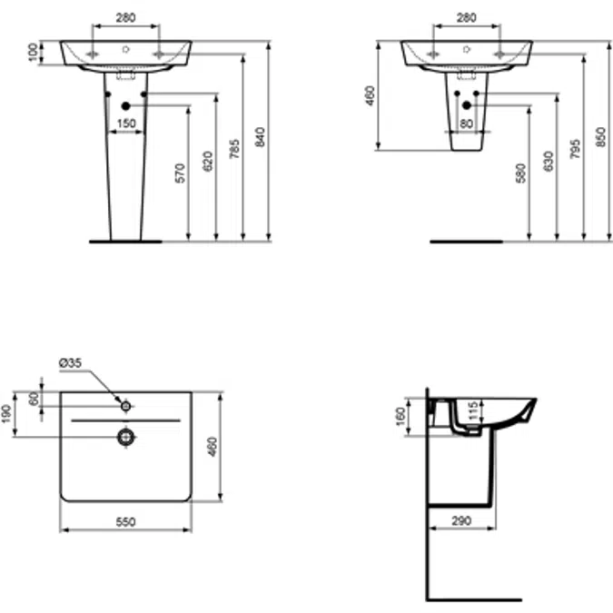 CONNECT AIR Basin 55X46 White CUBE BXD