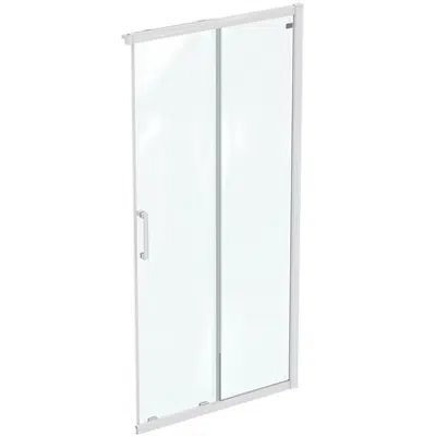 CONNECT 2 CORNER / ENTRY 100CM , DOOR WITHOUT HANDLE,  WHITE FRAME AND CLEAR GLASS图像