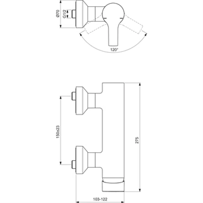 ACTIVE exposed shower single lever mixer