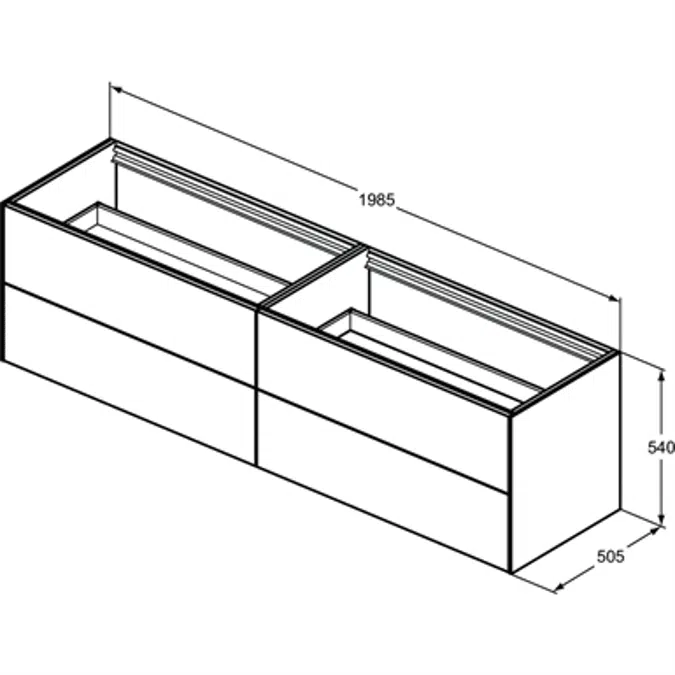 Conca BSN UN 200X50X55 4 DR  NOWTOP  WHMT