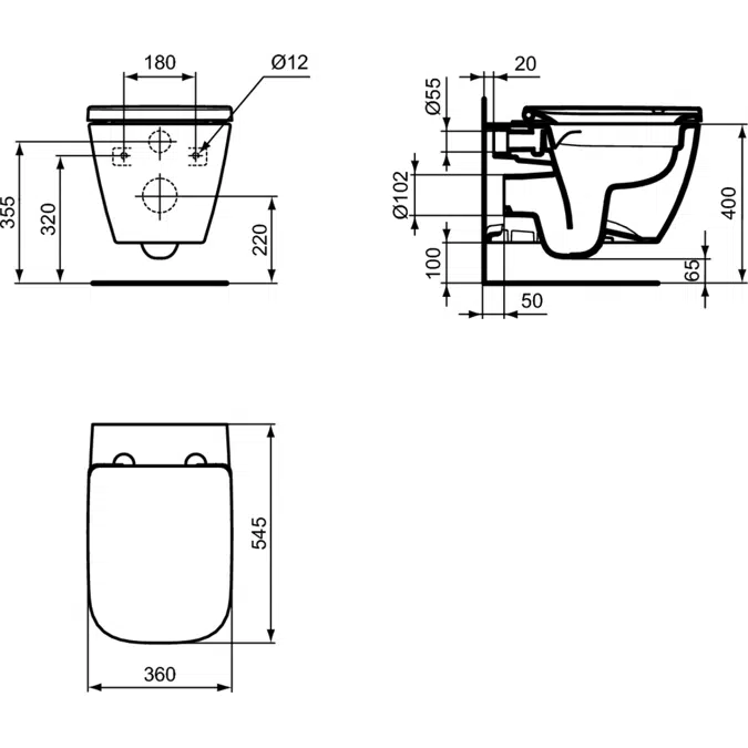 I.Life b, wallhung bowl, Easyfix+ with softclose seat