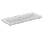 la dolce vita® asymmetrical vanity basin 126 cm with 3 taphole, with slotted overflow, white