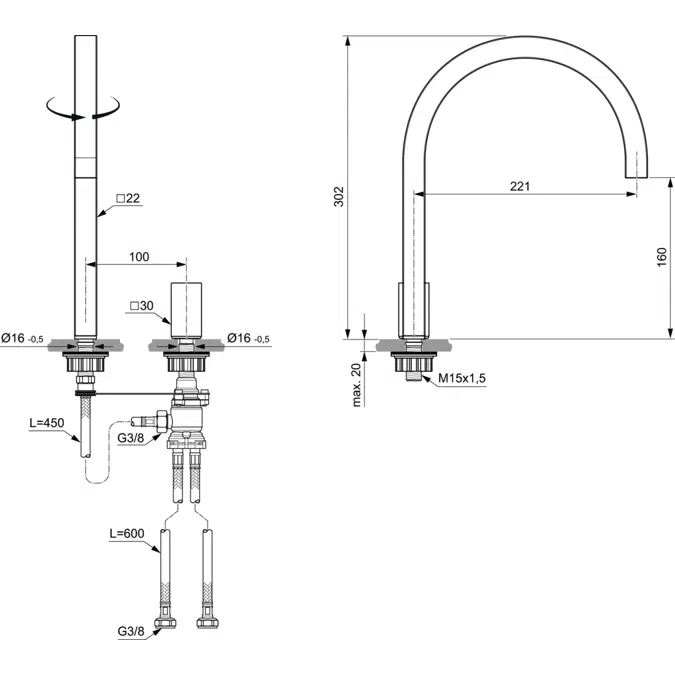 Solos Sequential Basin Mixer Square Spout