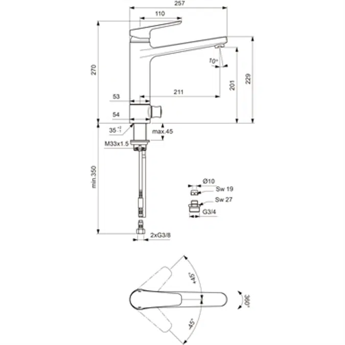 CERAPLAN III kitchen mixer one hole high spout single lever hand