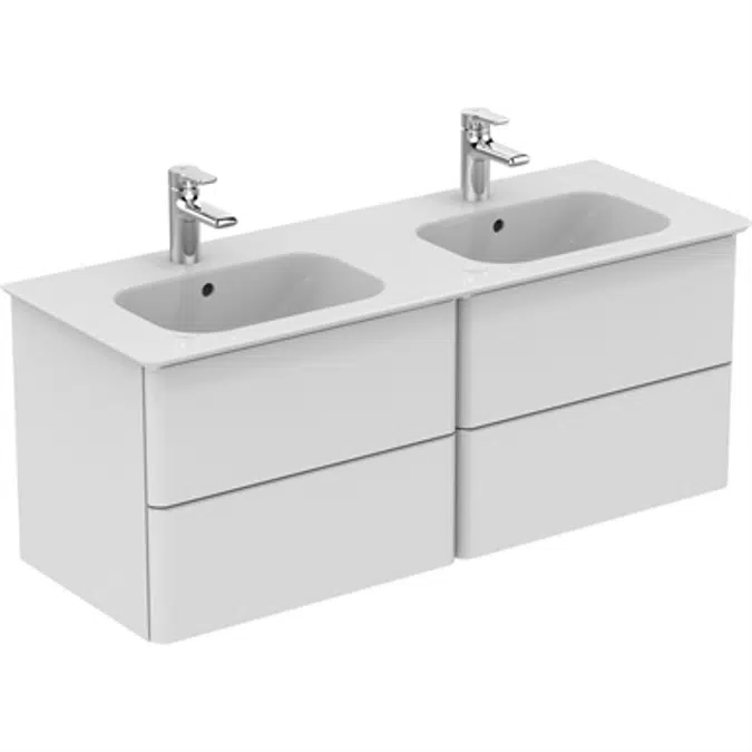 SOFTMOOD double vanity basin 1240x460mm, 1 taphole, with overflow