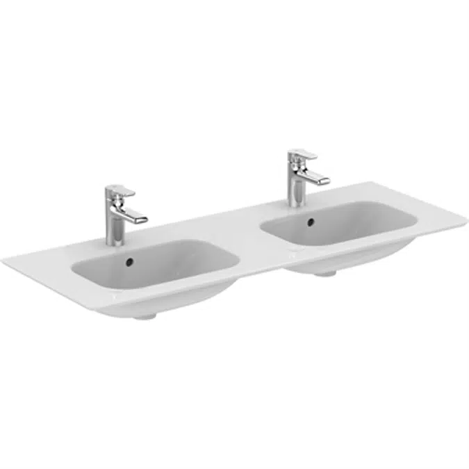 SOFTMOOD double vanity basin 1240x460mm, 1 taphole, with overflow