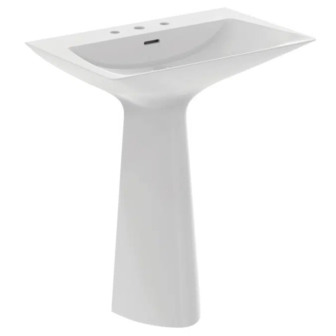 Tipo-Z One Piece Basin & Pedestal, 3 Tap Holes, With Overflow