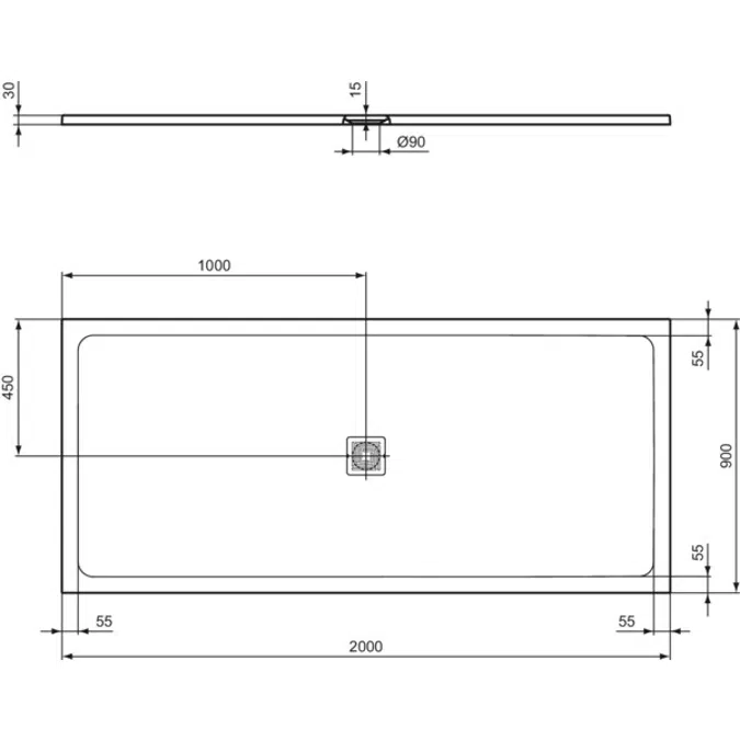 ULTRA FLAT S + 200X90 SHOWER TRAY