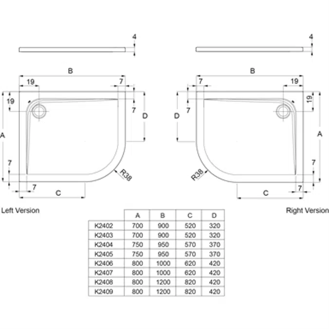 ULTRA FLAT SHOWER TRAY ASYMMETRICAL 120 X 80 LEFT IG