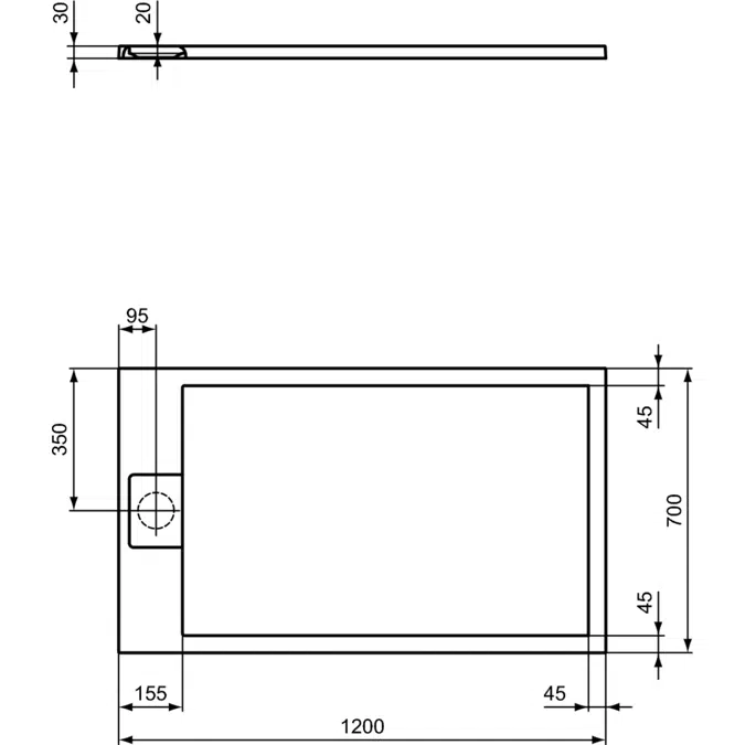 PIATTO DOCCIA ULTRAFLAT S I.LIFE 120X70 CM