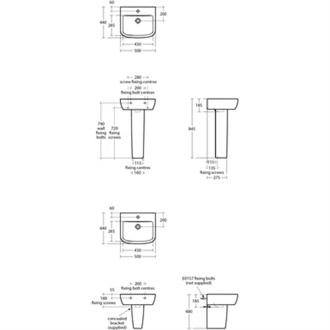 KHEOPS BASIN 50X44 WHITE 1TH OF