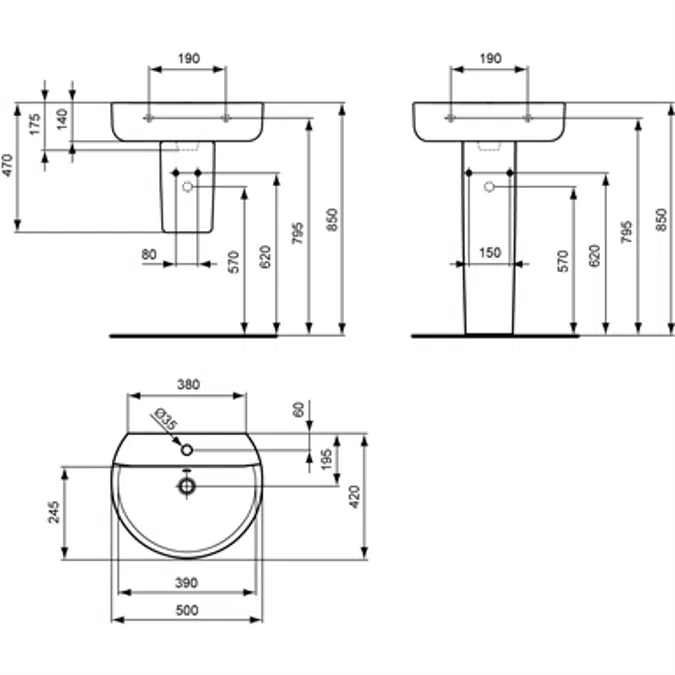 CONNECT SPHERE BSN 50X42 WHITEIP 1TH