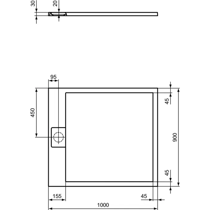 RECEVEUR DE DOUCHE ULTRAFLAT S I.LIFE 100X90 CM