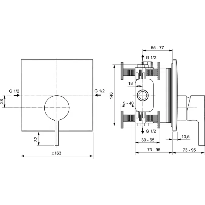 JOY NEO SINGLE LEVER SHOWER BUILT-IN KIT 2 / A1000NU