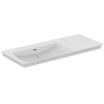 la dolce vita® asymmetrical vanity basin 126 cm with basin left and shelf right, no taphole, with slotted overflow, white