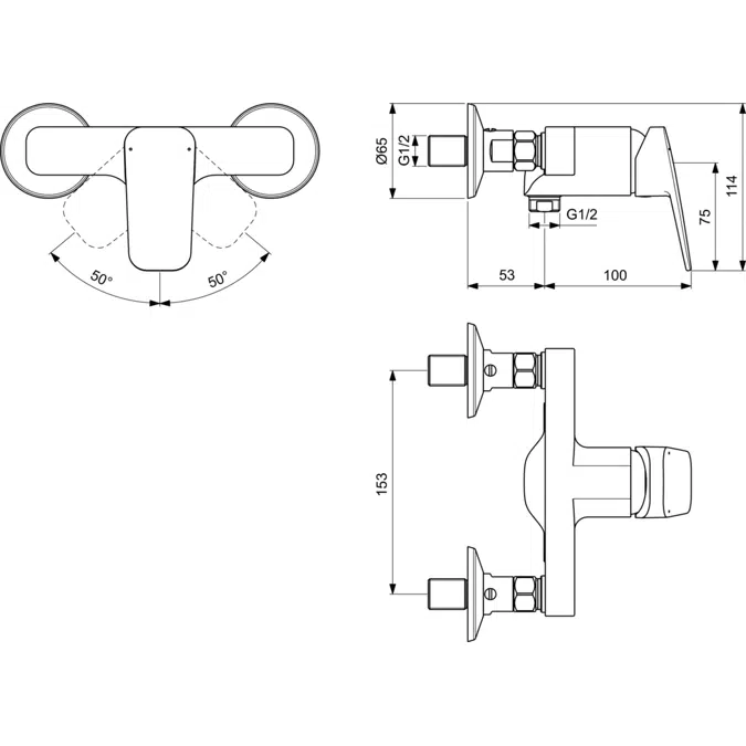 CERAPLAN SHOWER MIXER EXPOSED SWISS
