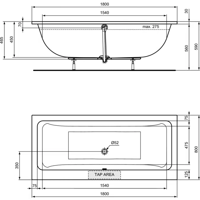 LDV TUB DUO 180X80 WHITE