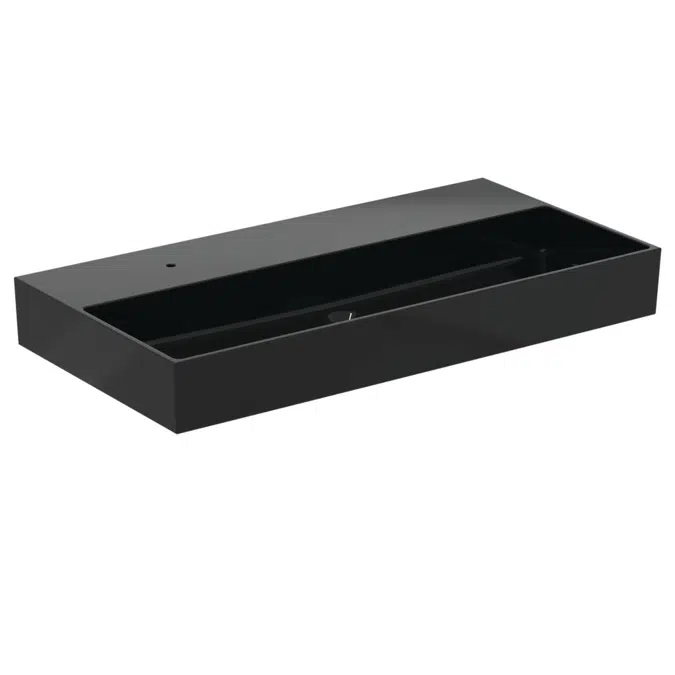 SOLOS basin 100x50cm (1TH on left side of tapdeck), available in glossy white and glossy black finishes