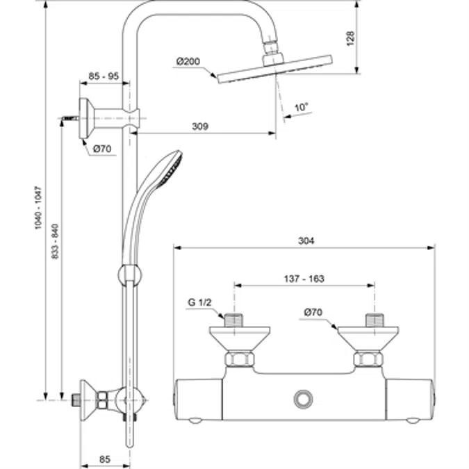 CERATHERM 100 NEW SHOWER EXPOSED & ECO KIT/WBWS