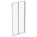 connect 2 bifold 95cm , door without handle,  white frame and clear glass