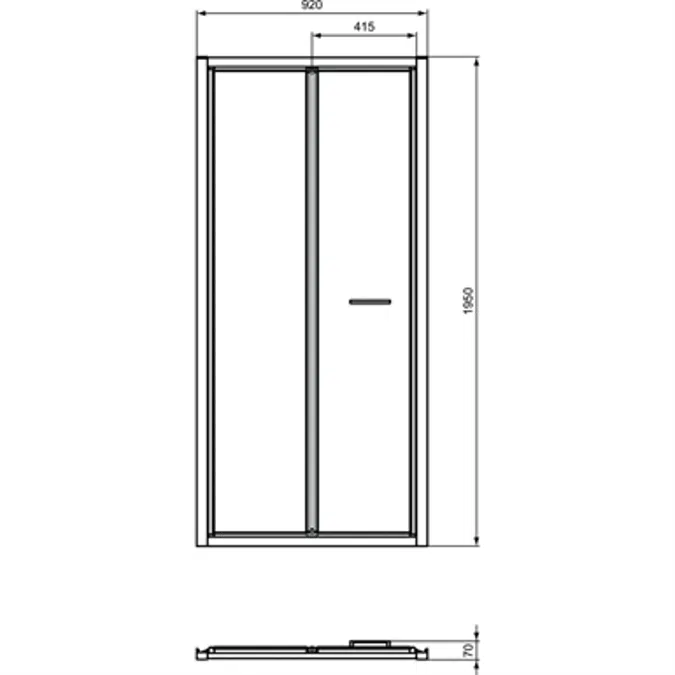 CONNECT 2 BIFOLD 95CM , DOOR WITHOUT HANDLE,  WHITE FRAME AND CLEAR GLASS