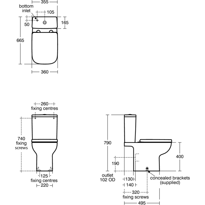 BIM objects - Free download! I.LIFE A , CLOSE COUPLED TOILET, RIMLS+ ...