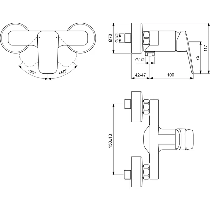 CERAPLAN SHOWER MIXER EXPOSED
