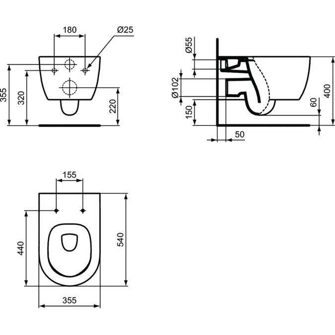 Blend Curve wall hung Aquablade WC Bowl