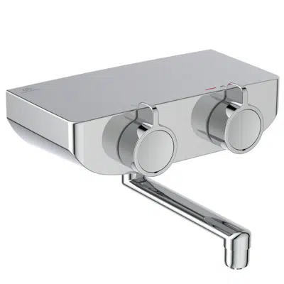 Image pour Ceraplus Safe OX, Thermostatic Shower Mixer without Check Valves, Sink version with Spout, Thermal Disinfection, Cool Body, Shelf, Chrome
