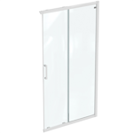 connect 2 corner / entry 110cm , door without handle,  white frame and clear glass