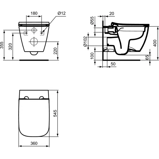 I.Life b, wallhung bowl with Easyfix+ and softclose seat
