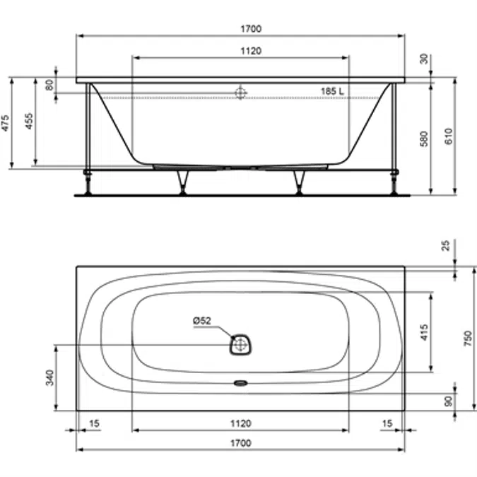 DEA Bath Duo  170X75mm TEL PAN SX BEU IG