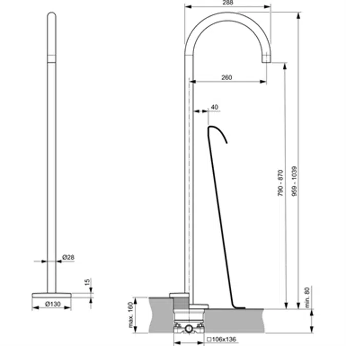 JOY BATH & SHOWER MIXER FREESTANDING 