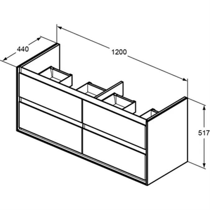 CONNECT AIR BSN UNIT 120X44 GWH&MLG 4 DRWR
