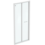connect 2 bifold 90cm , door without handle,  white frame and clear glass