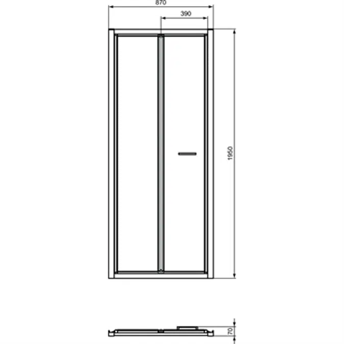 CONNECT 2 BIFOLD 90CM , DOOR WITHOUT HANDLE,  WHITE FRAME AND CLEAR GLASS