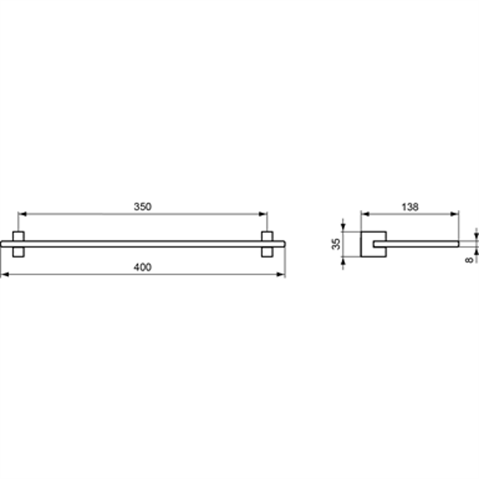 STRADA glass shelf 400x138mm