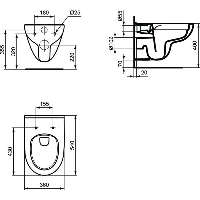 I.life A wallhung bowl open fixation