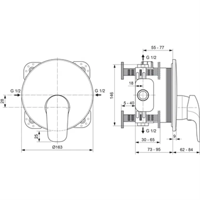 CERAFLEX - Shower Mixer Built-In Chromekit2 Easy-Box